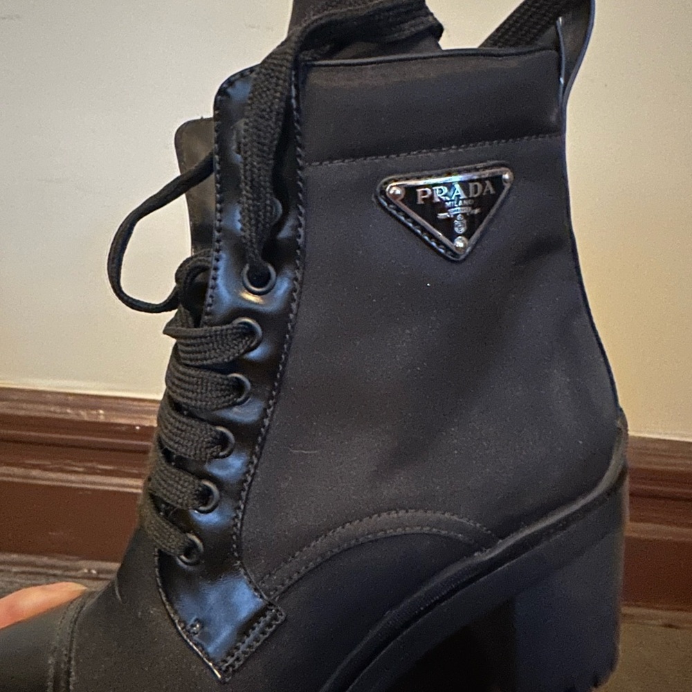 Prada Women’s Black Lace-Up Combat Boot - Picture 2 of 6